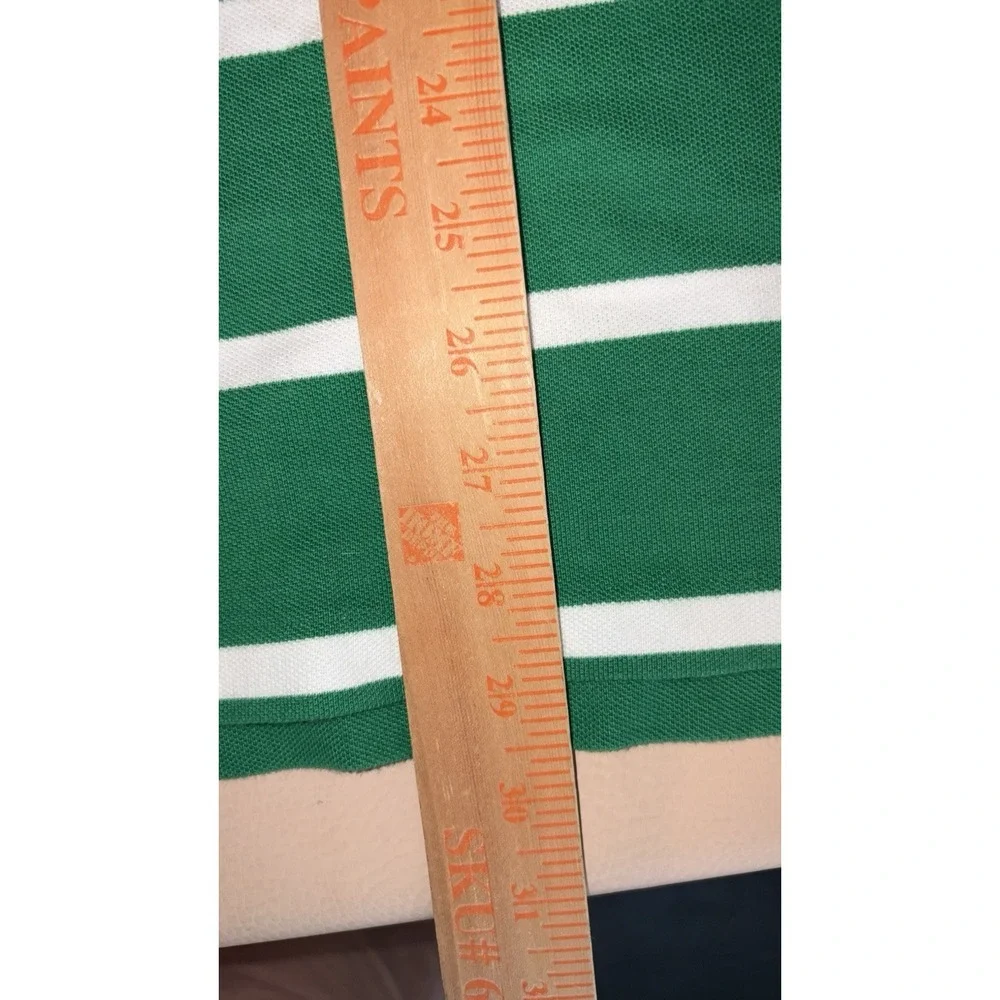 Polo Ralph Lauren Polo Shirt XL Green White Striped Mesh Knit Rugby Classic Fit